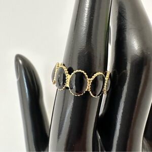 18K Gold Plated Black Geometric Open Ring